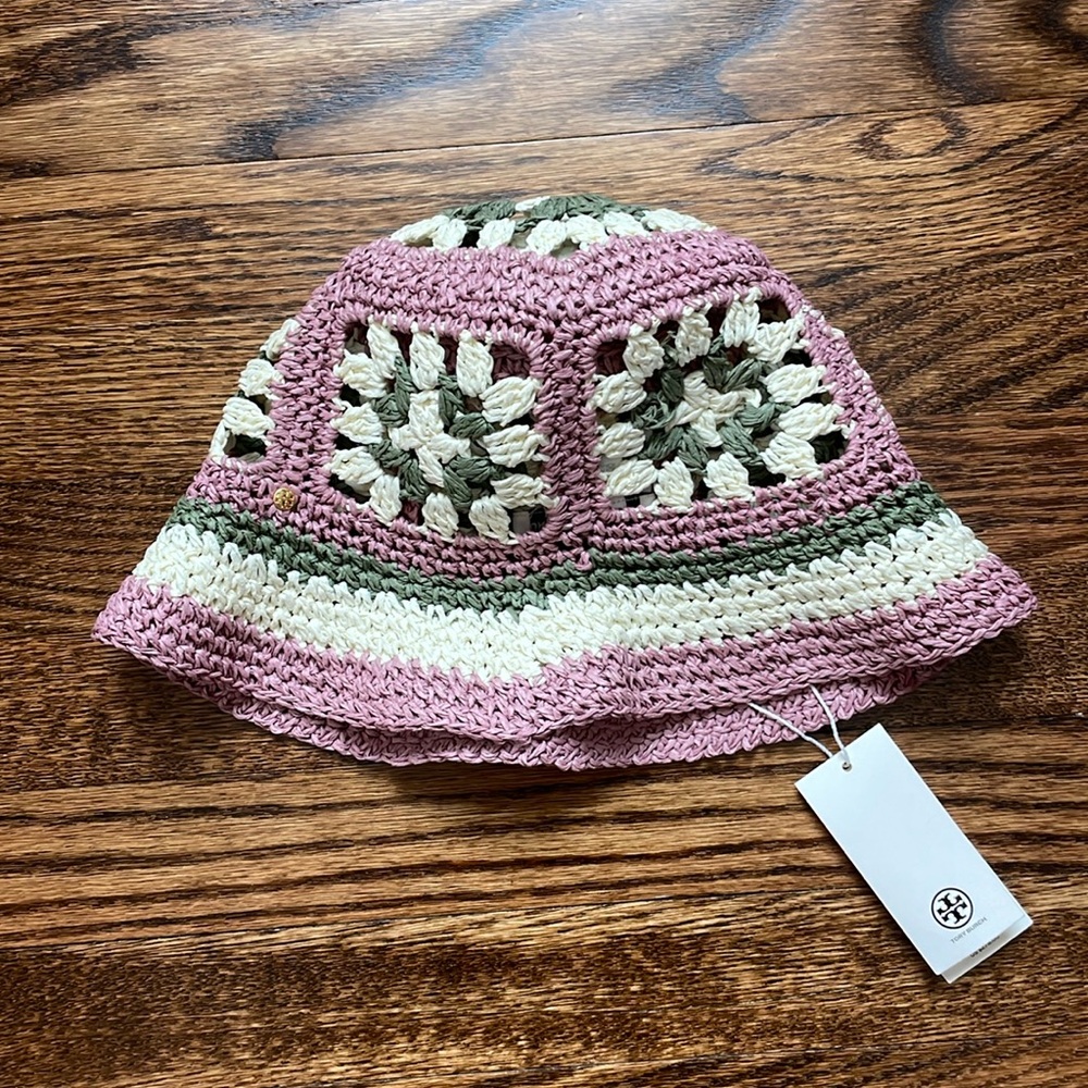 Tory Burch Straw Crochet Bucket Hat